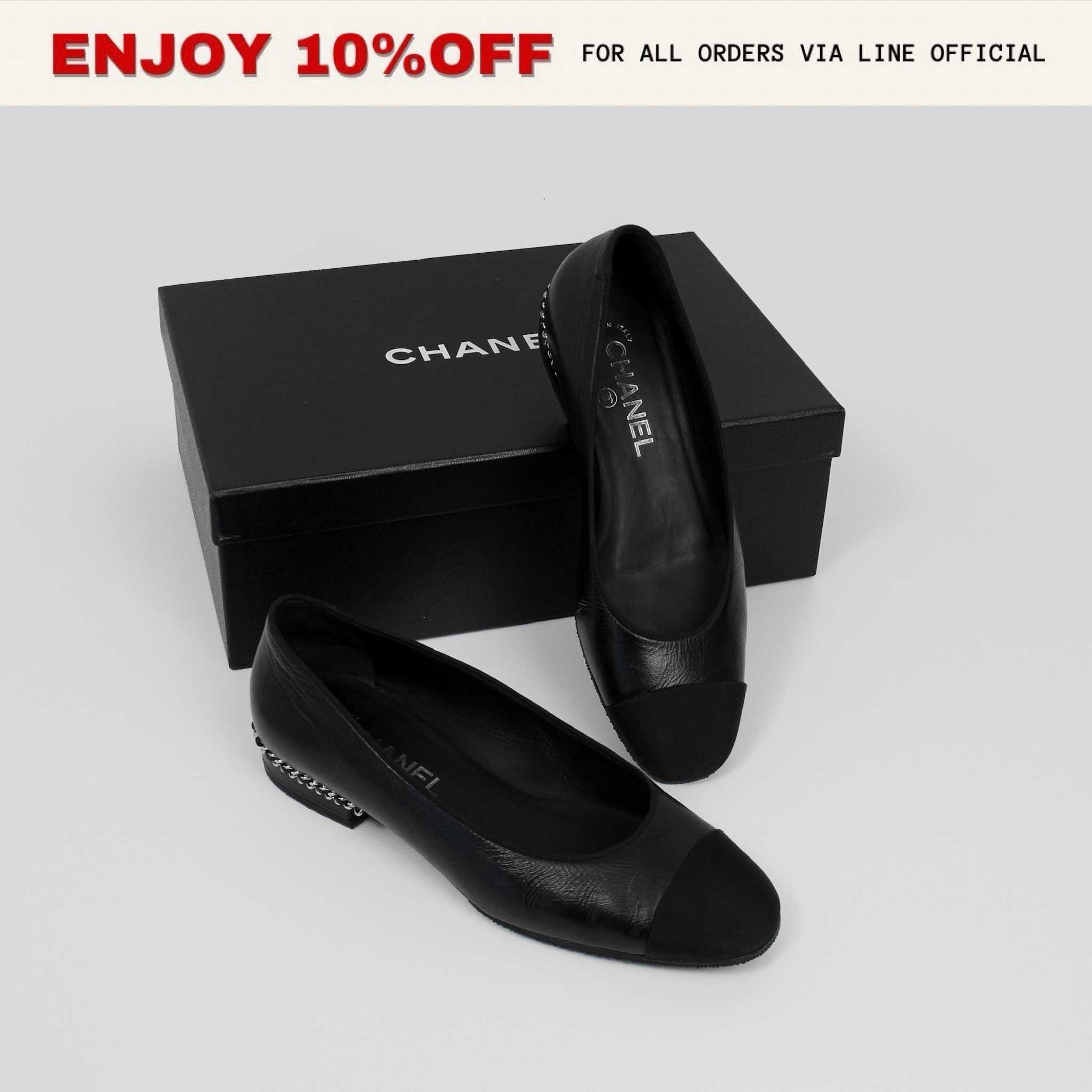 📍USED📍CHANEL Ballet Flats With Chain สี Black | Shoes