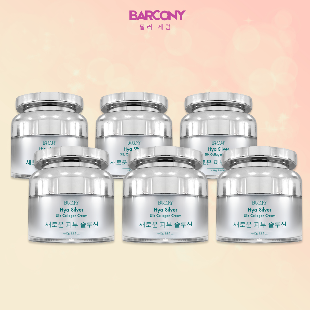 ครีมโบท็อก 6 กระปุก Barcony Hya Silver Silk Collagen Cream ครีมหน้าฟู เกาหลี Botox