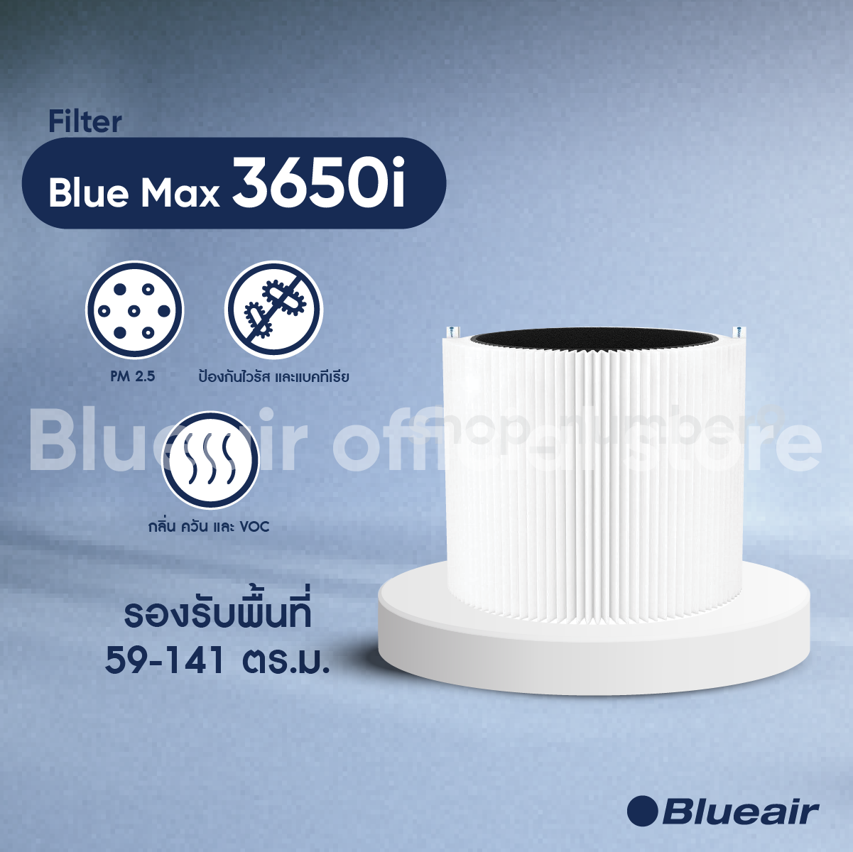 Blueair ไส้กรองอากาศ สำหรับรุ่น Blue Max 3650i (ไม่สามารถใช้กับรุ่น Blue 3610 , Blue 211 )