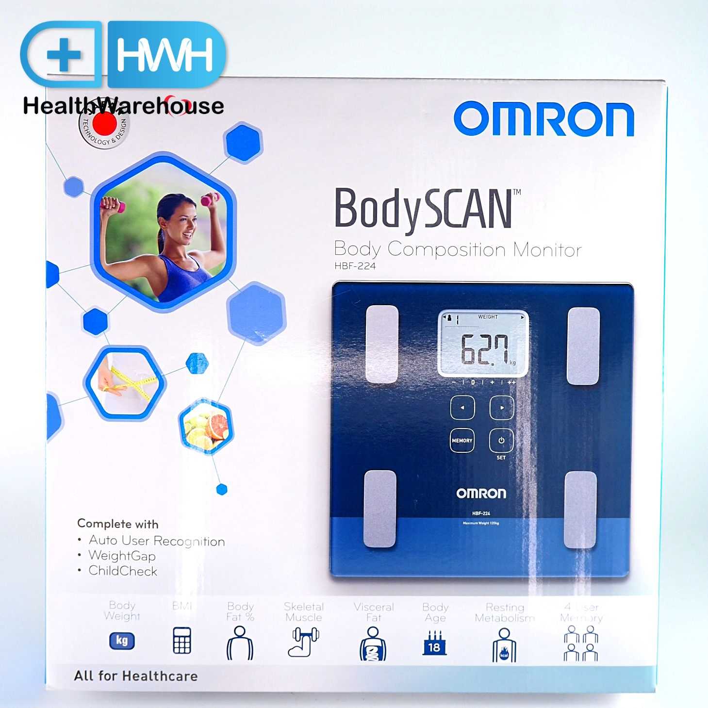 Omron เครื่องชั่งน้ำหนักและวัดองค์ประกอบร่างกาย รุ่น HBF-224