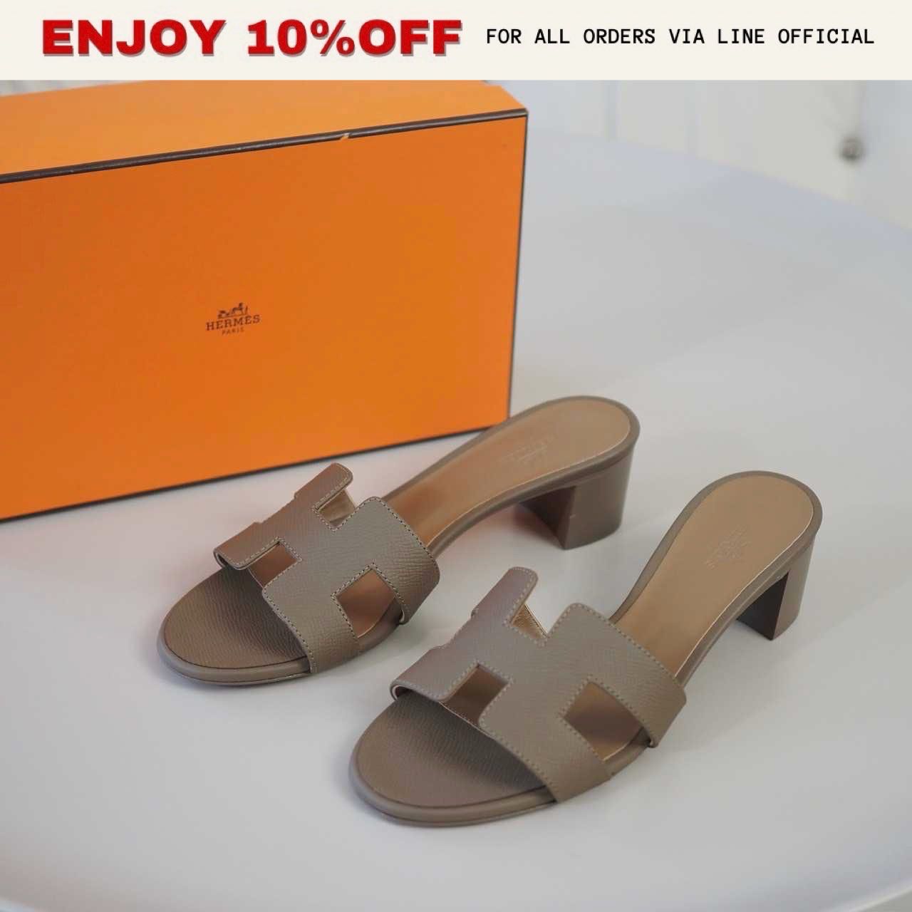 NEW! HERMES Oasis Sandals สี Etoupe Epsom | Shoes