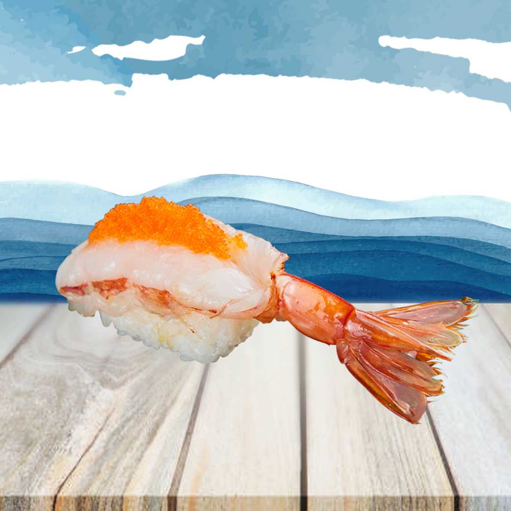 Ama Ebi Nigiri	ข้าวปั้นหน้า กุ้งหวาน