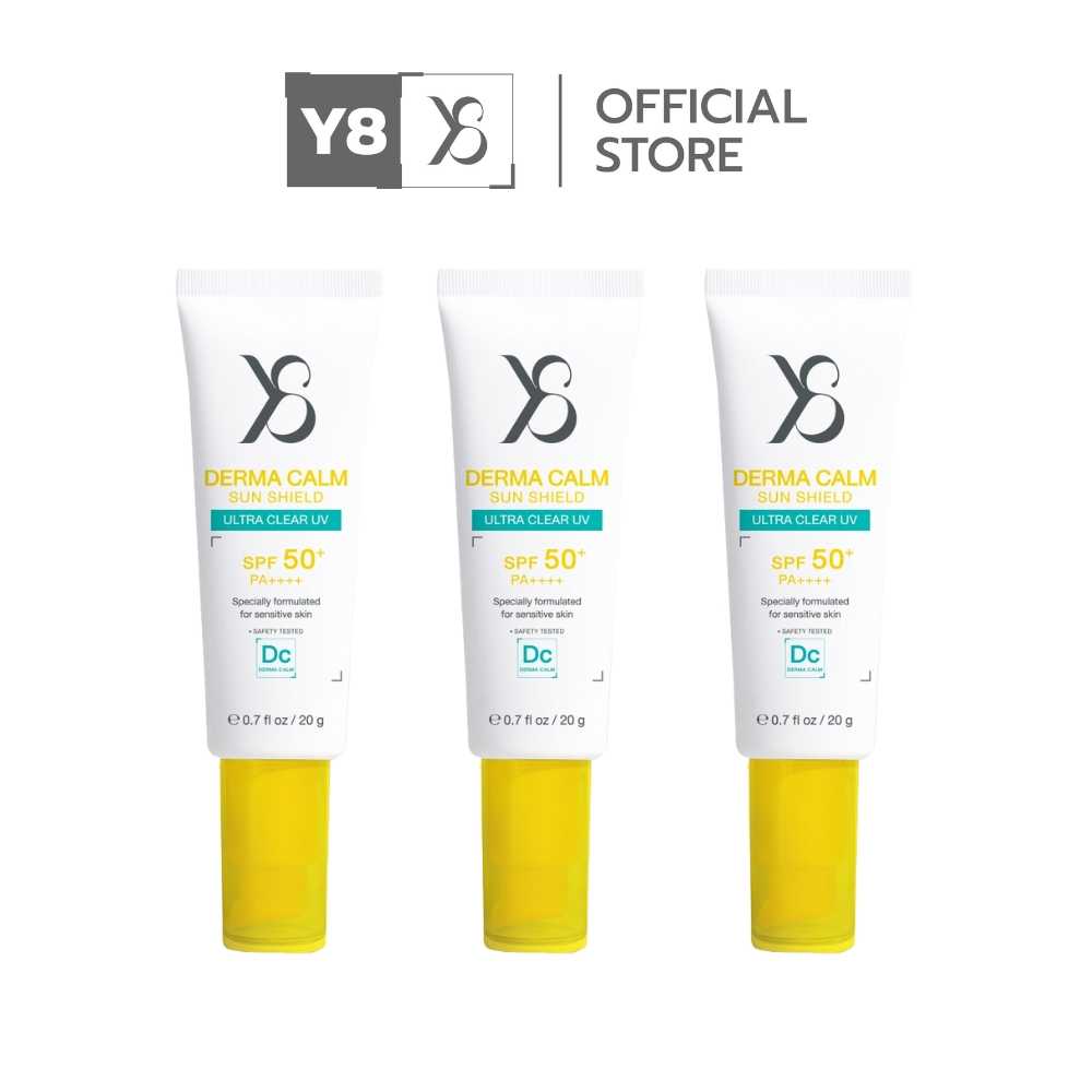 [3 หลอด] Y8 DERMA CALM SUN SHIELD ULTRA CLEAR UV SPF 50+ PA++++