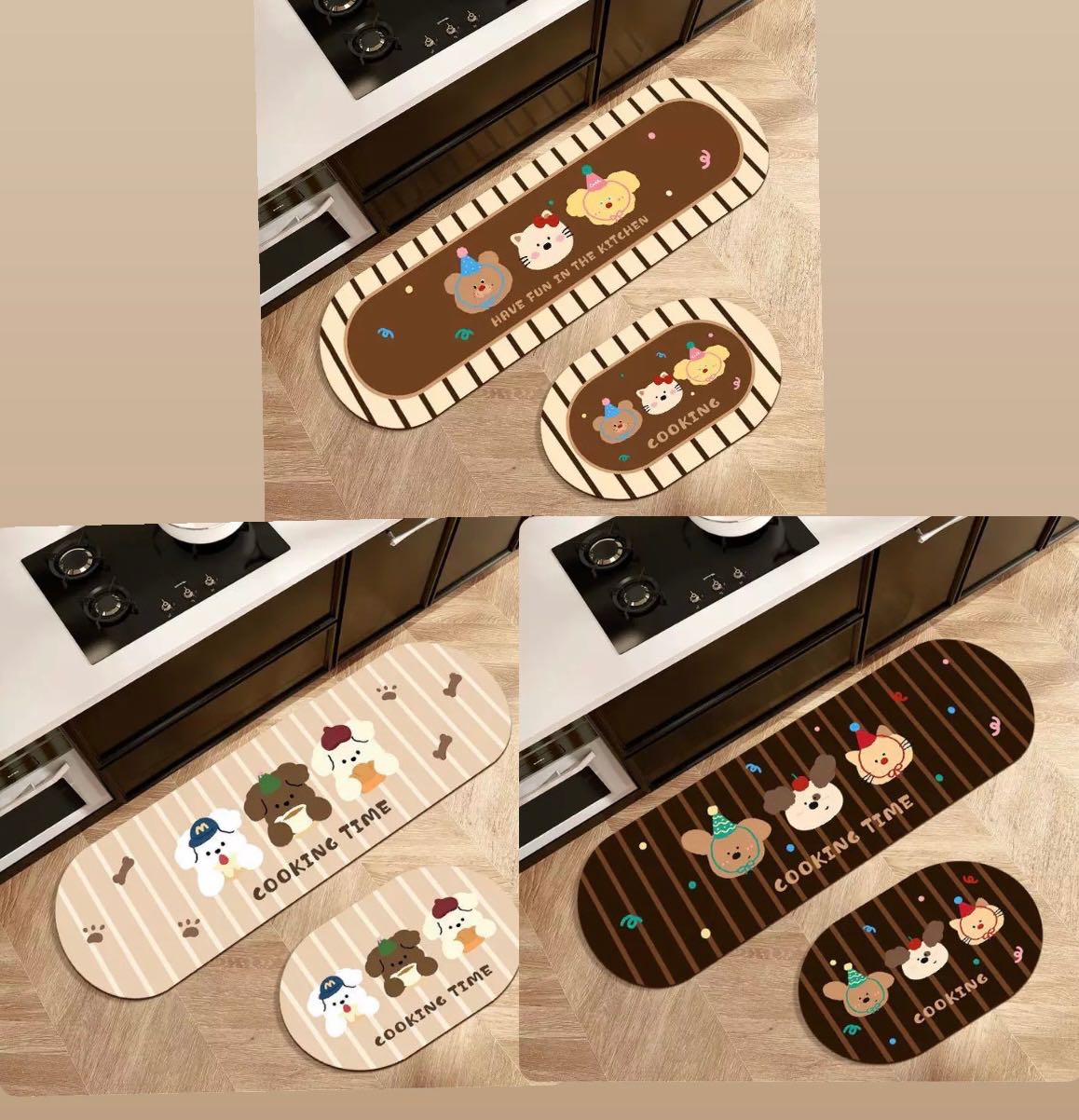 🐻‍❄️พร้อมส่ง : ชุดพรมครัว ซิลิโคนซับน้ำ ลายชุดน้องหมี