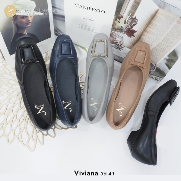 ทรงปกติ หน้าเท้ากว้างเพิ่ม 1 ไซส์ เปลี่ยนไซส์ได้-ไม่รับคืน Zenachoo รุ่น Viviana สูง 1นิ้ว รองเท้...