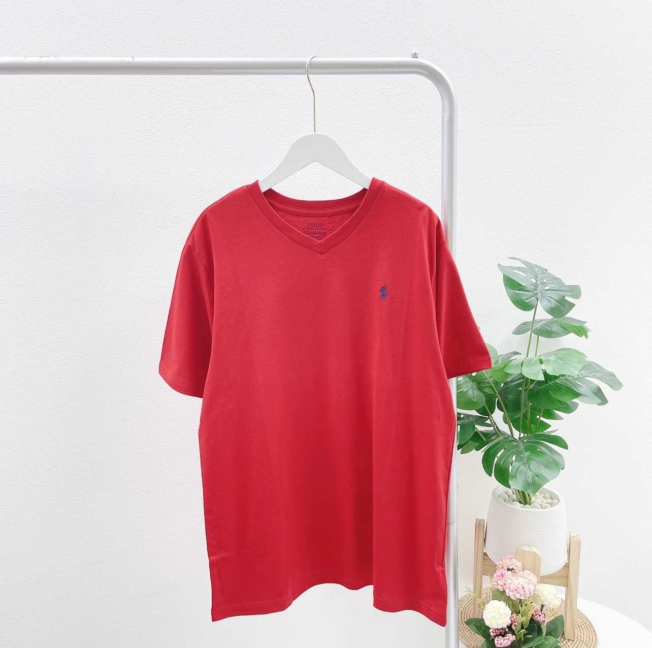 Ralph Lauren V Neck T-Shirt (Red Adult Size)