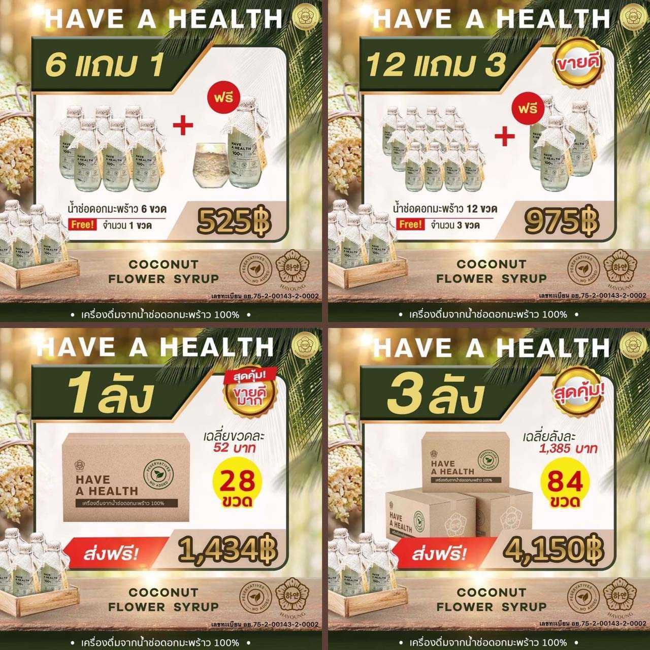 น้ำช่อดอกมะพร้าว100% ตรา ฮายัง ขนาด 320 ml./ขวด - HAYOUNG HAVE A HEALTH