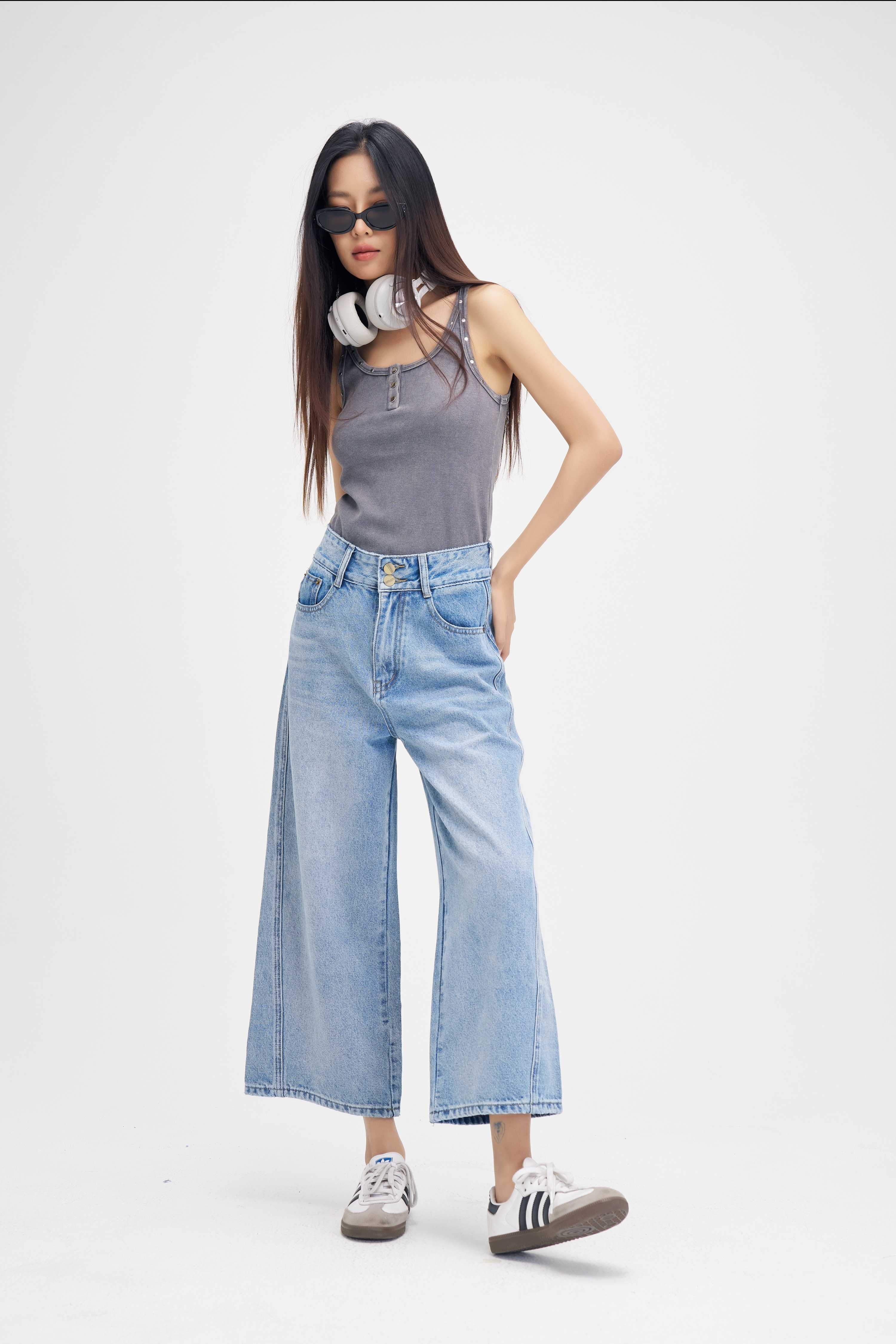 Niyom Jeans collection Aloha : รุ่น B304.1 กางเกงยีนส์ผู้หญิง ทรงกระบอก 8 ส่วน