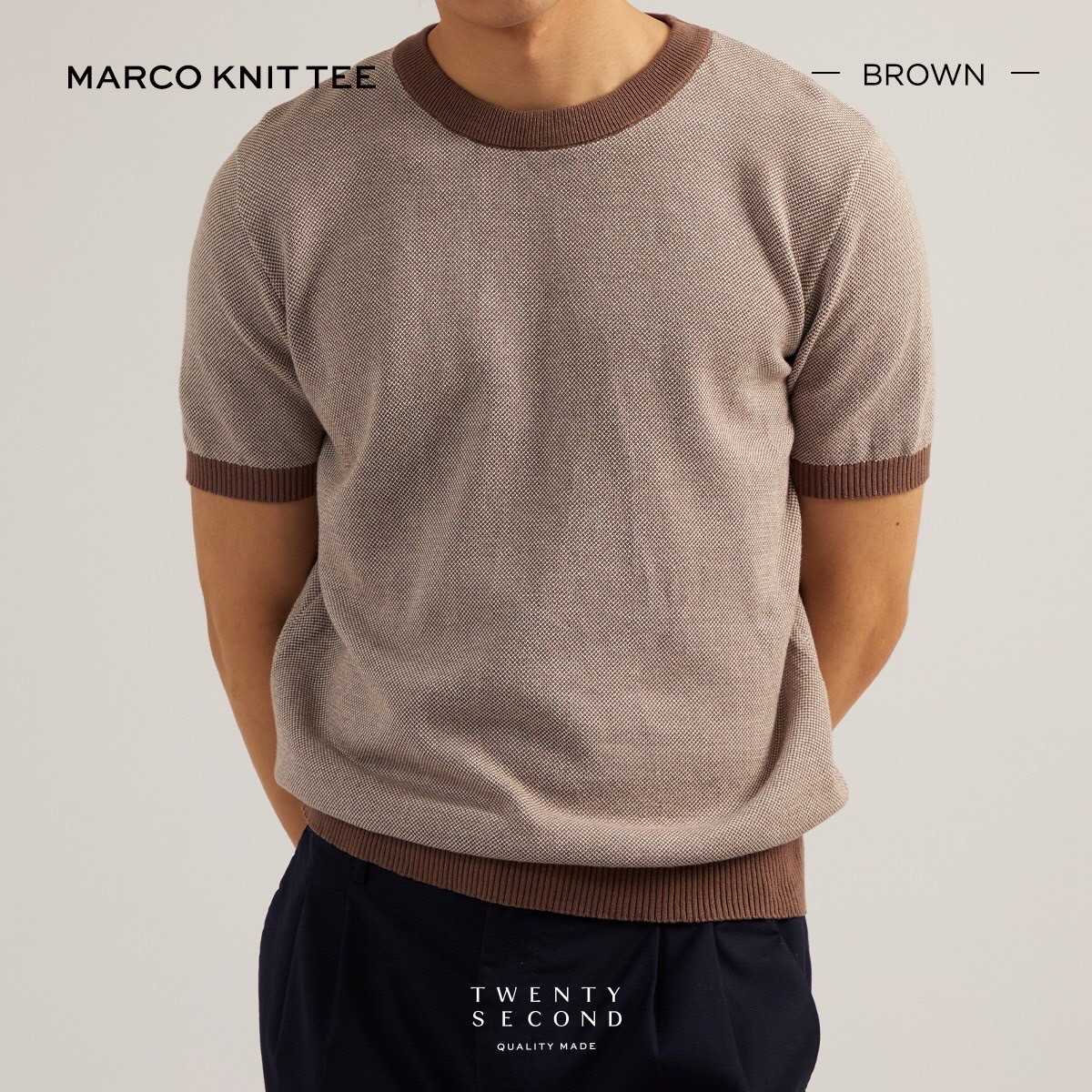 MARCO KNIT TEE - BROWN
