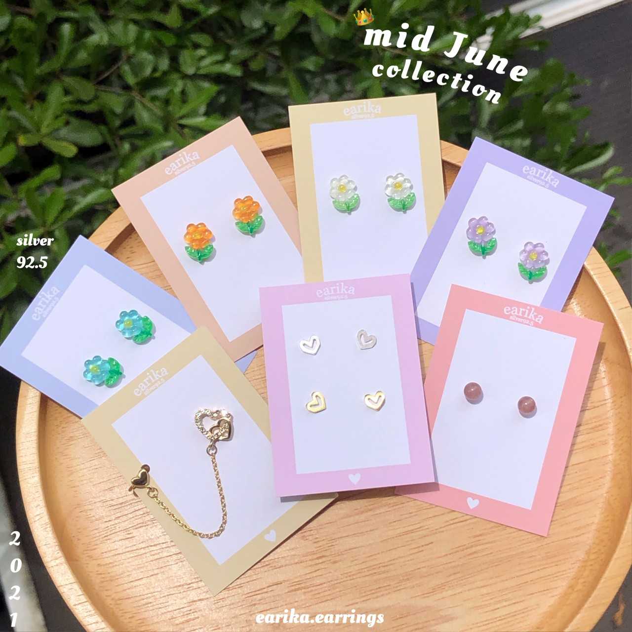 earika.earrings - ต่างหูเงินแท้ S92.5 คอลเลคชั่นกลางเดือนมิถุนายน 2021 (1) เหมาะสำหรับผิวแพ้ง่าย