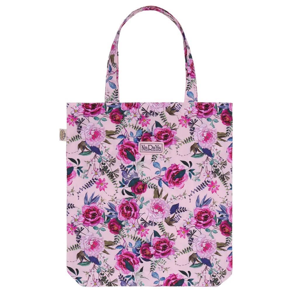 กระเป๋าผ้าพับเก็บได้ แบรนด์นารายา  ลายโรสดีไลท์ NaRaYa Foldable Shopping Bag L