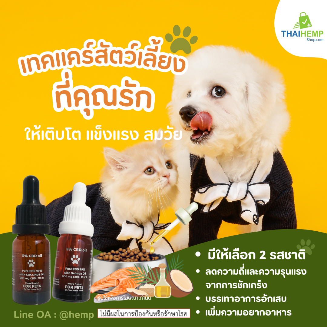 [CBD Oil มีให้เลือก 2 รสชาติ] ให้น้องหมา,แมว ช่วยผ่อนคลาย ลดอาการชัก ขนาด10ml.