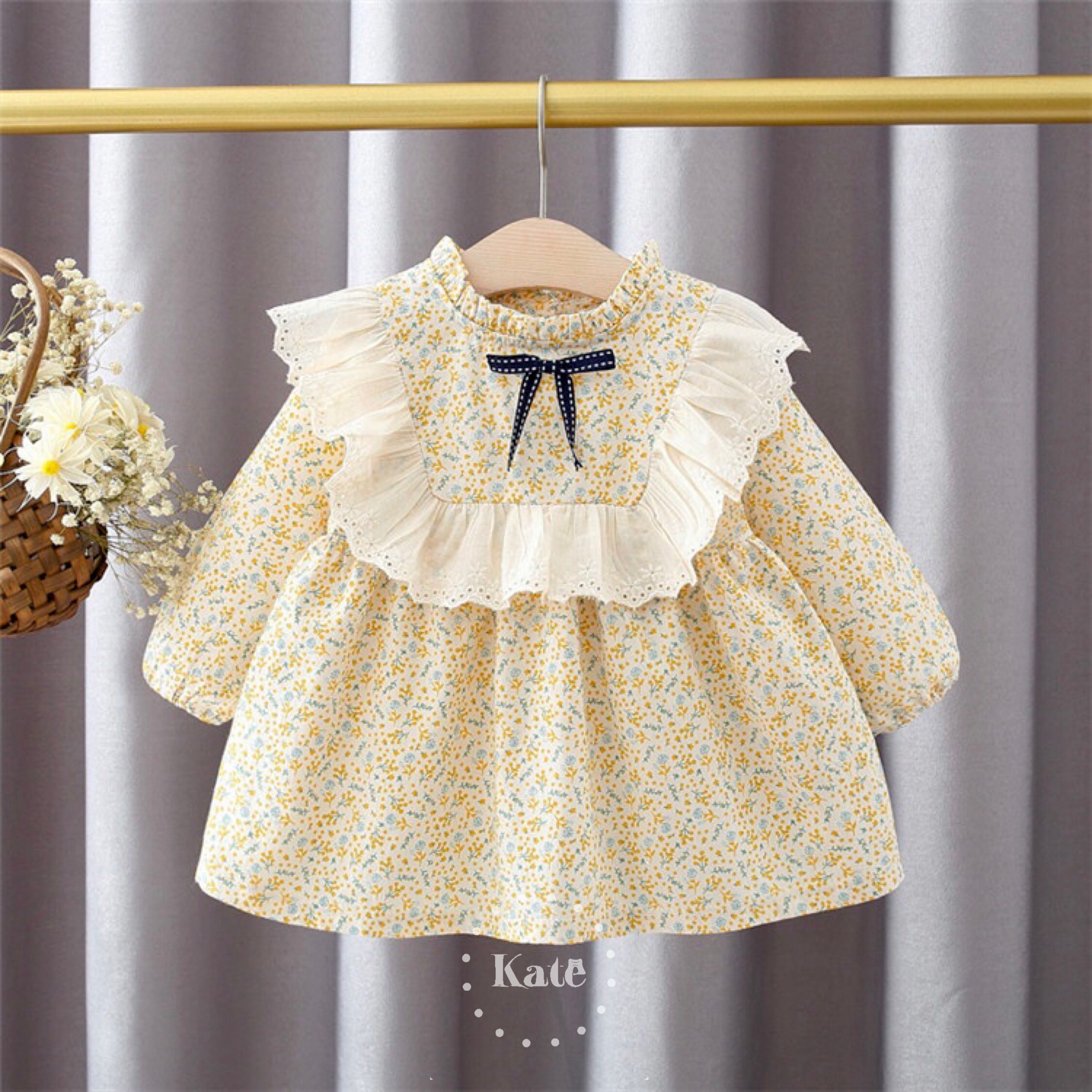 Autumn Vintage Dress (small bow) 🍂🧸 