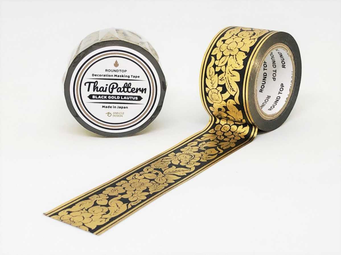 เทปตกแต่งลายไทย (masking tape / Thai Pattean - BLACK GOLD LAUTUS)