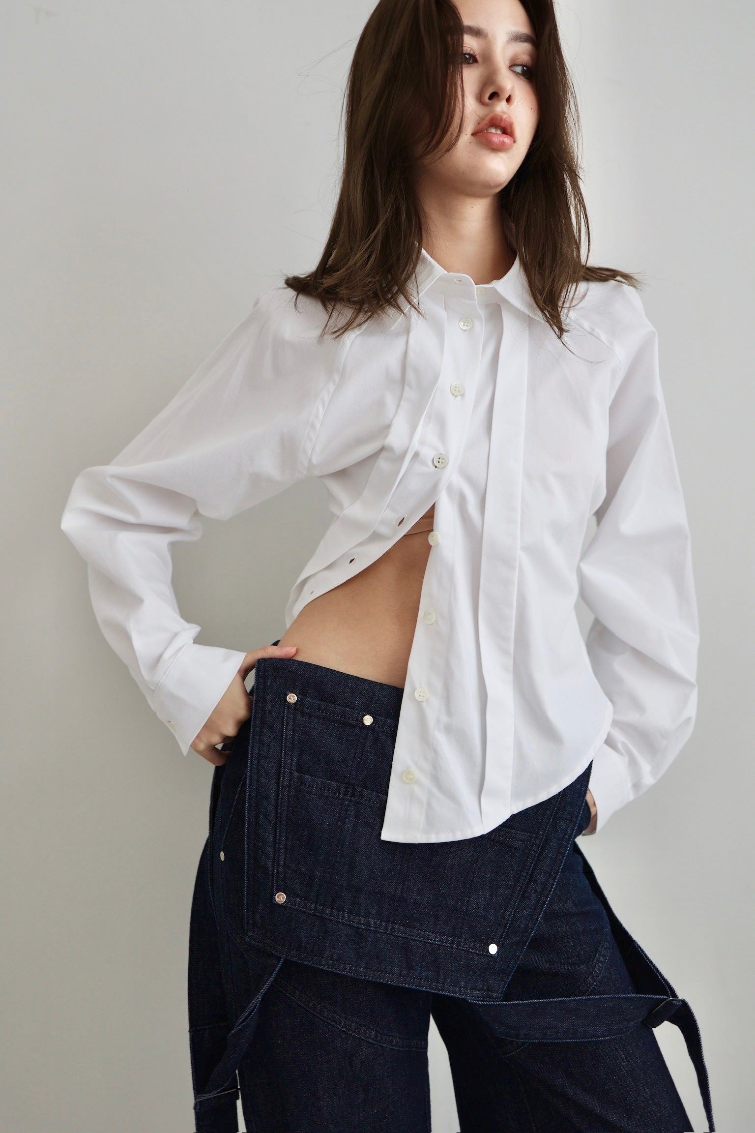 SALE Jade Cropper Assymmteric tailored shirt - White