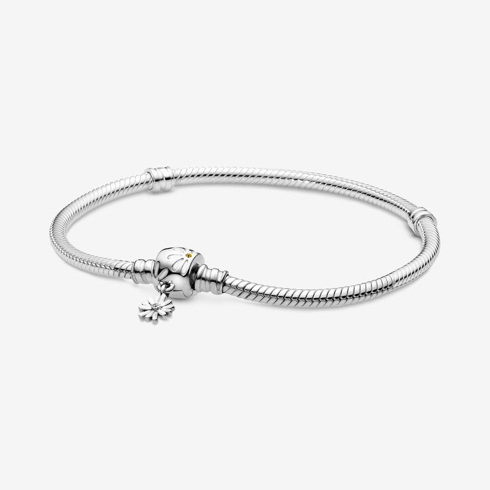 Pandora Moments Snake Chain Bracelet with Daisy Flower Clasp 17cm.