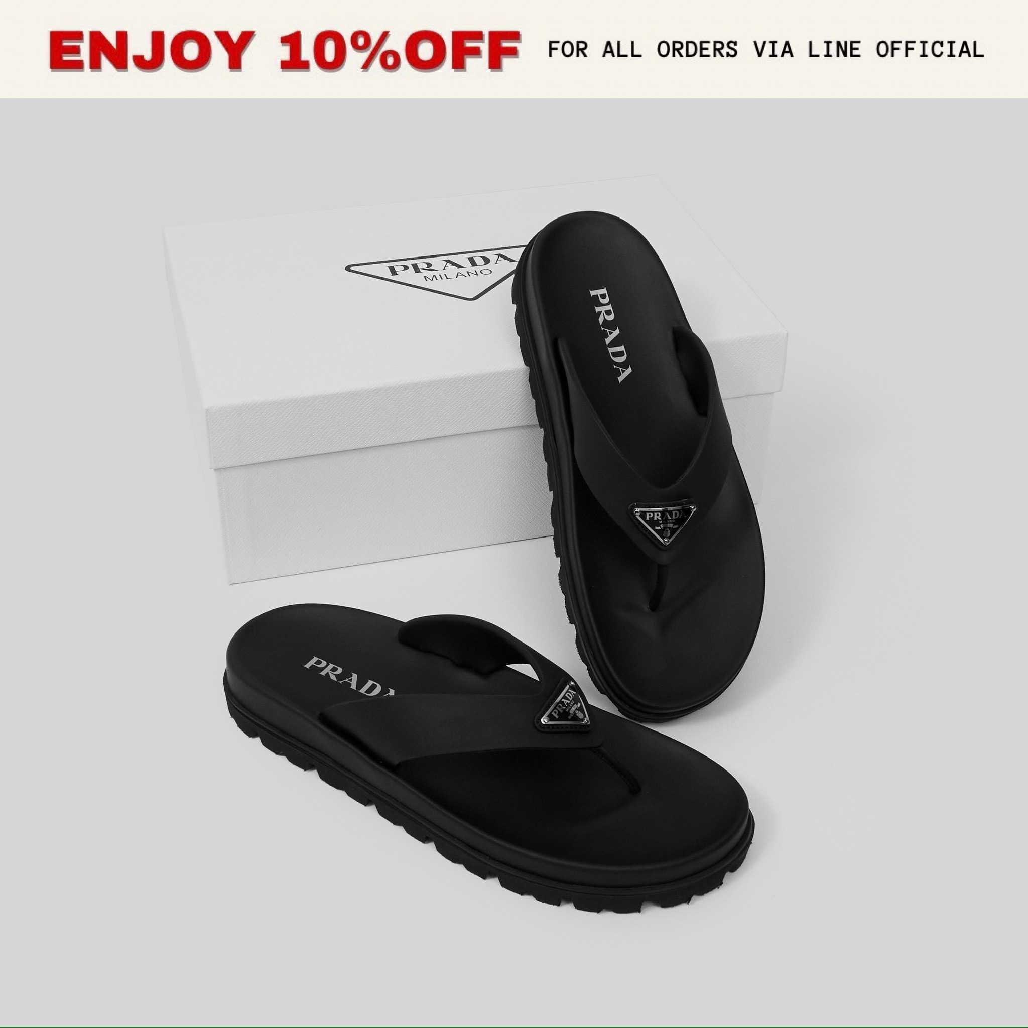 (C)📍LIKE NEW📍PRADA Rubber Thong Sandals สี Nero | Shoes
