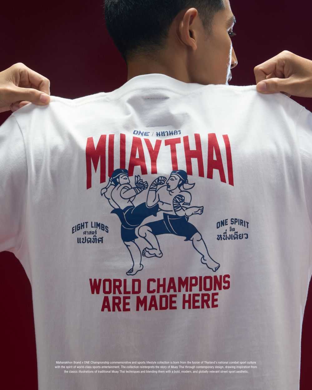 MAHANAKHON X ONE MUAY THAI T-SHIRT  เสื้อยืดลายมวยไทยสีขาว