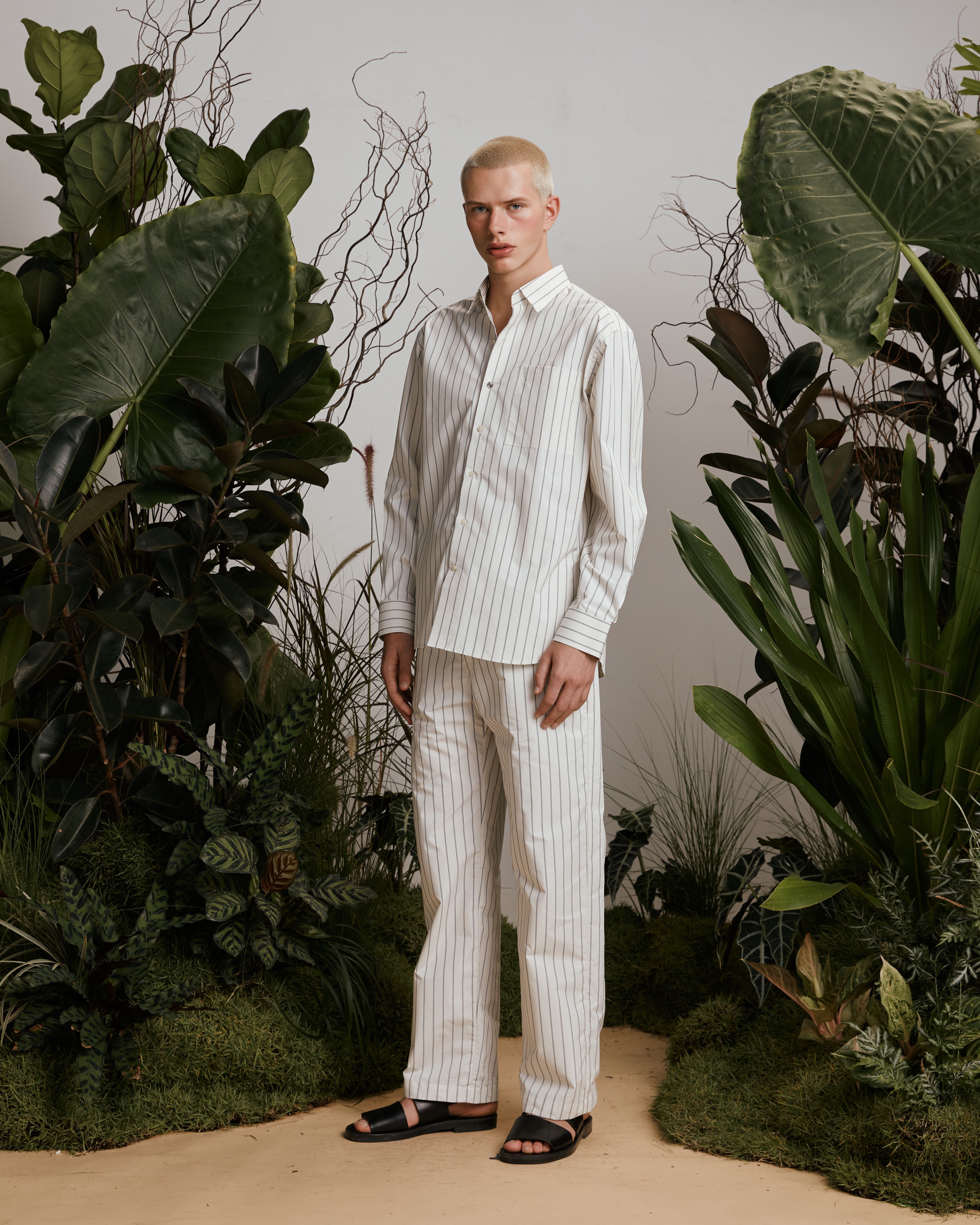 Stripe Cotton Trousers