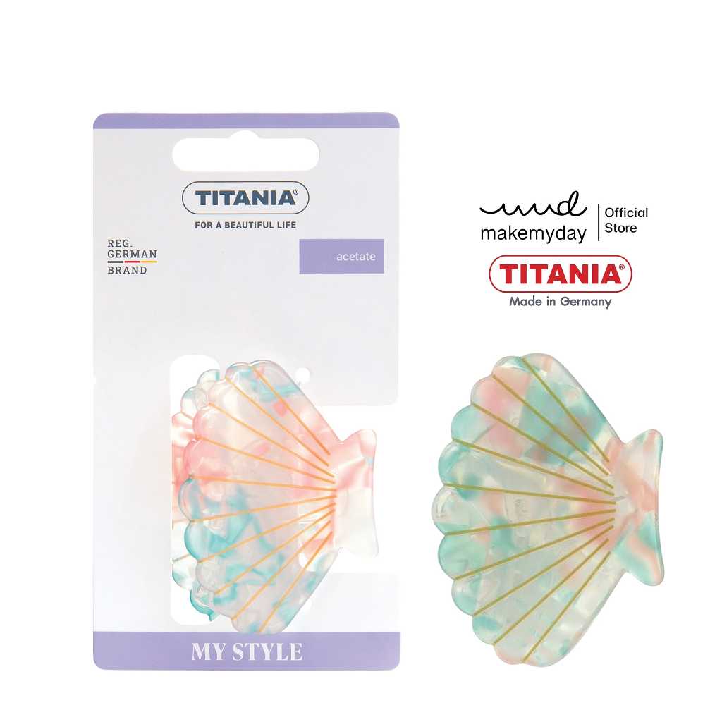 TITANIA Hair Clip กิ๊บหนีบผม เปลือกหอย สี Mermaid นำเข้าจากเยอรมัน (1 กล่องบรรจุ 1 ชิ้น)