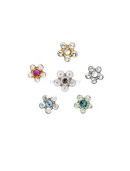 ต่างหู Earlery สำหรับผิวแพ้ง่ายมาก ดอกเดซี่ Daisy Crystal ขนาด 4mm ก้านเงิน & ทอง