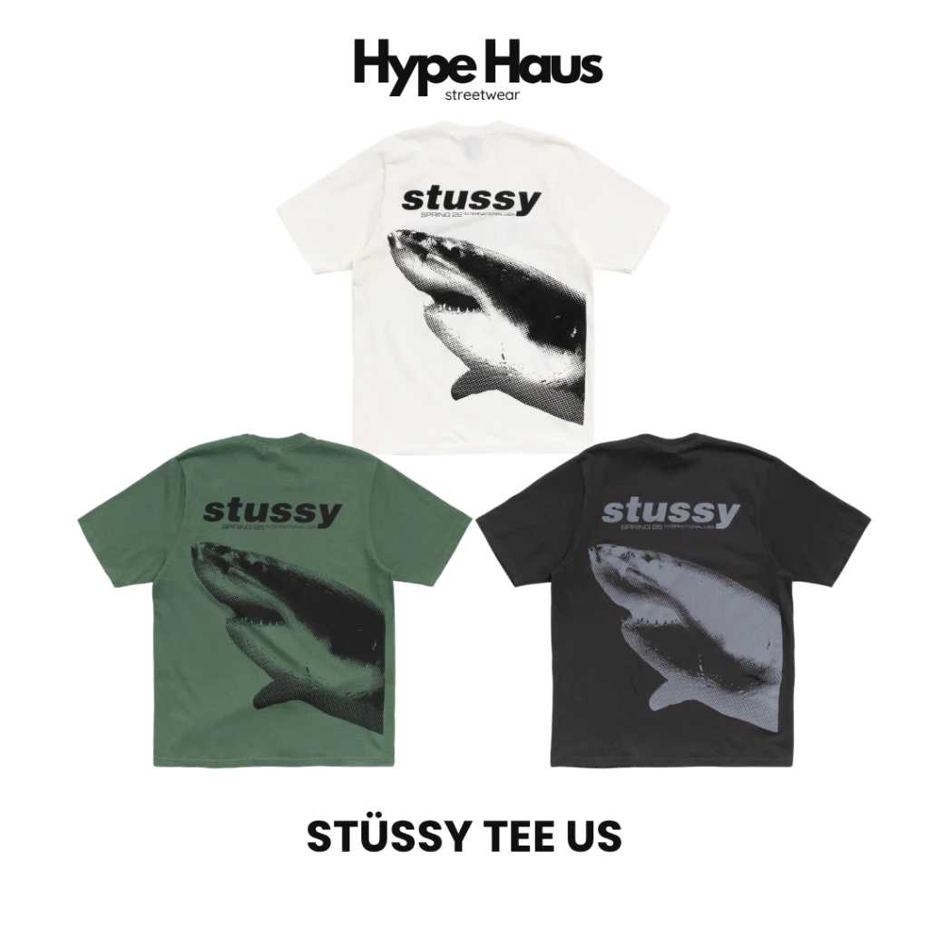 [✅ พร้อมส่ง]  STÜSSY T-Shirt / US tag 🇺🇸 - Shark Tee Pigment Dyed Tee