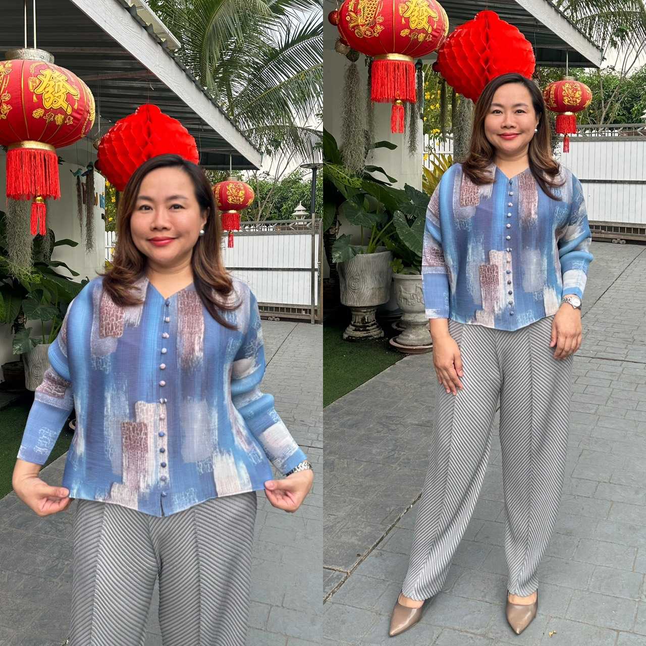 Pleatbynisa เสื้ออัดพลีท A704 เนื้อผ้าPolyester100%