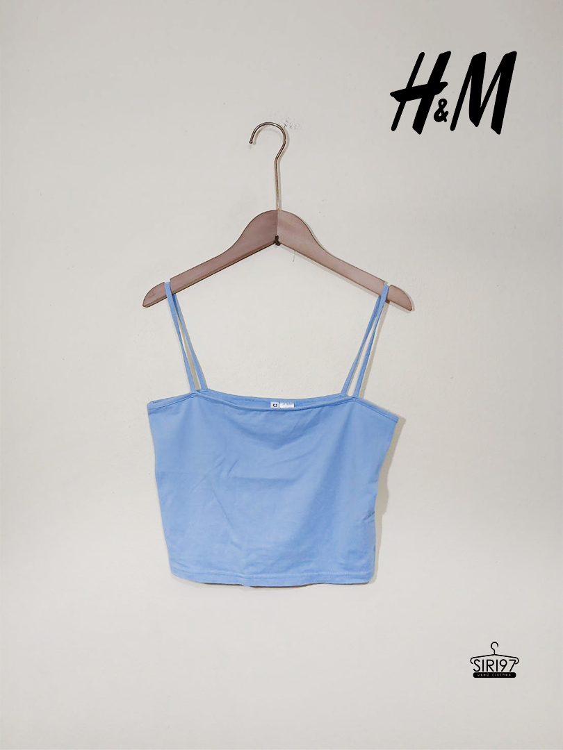 เสื้อท็อปสายเดี่ยว h&m สีฟ้าอ่อน สภาพ85%