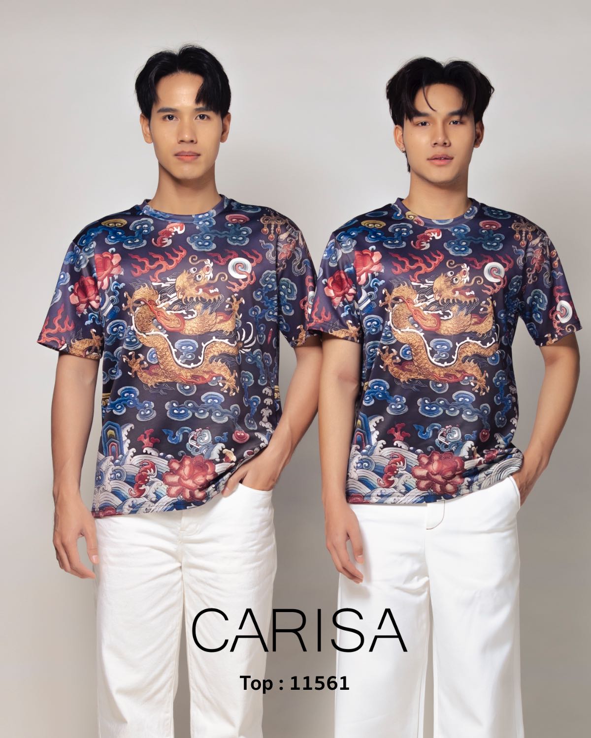 เสื้อยืดผู้ชาย ลายมังกร ก้อนเมฆ ลายสวยคมชัด ผ้า cotton เนื้อดีมาก ใส่สบายสุดๆ [11561]