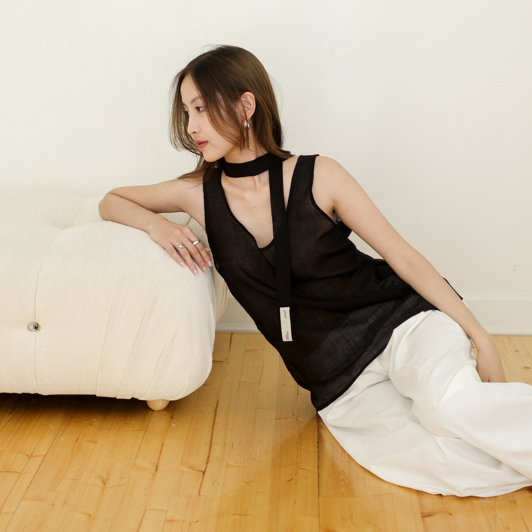 Khait sheer top in black 