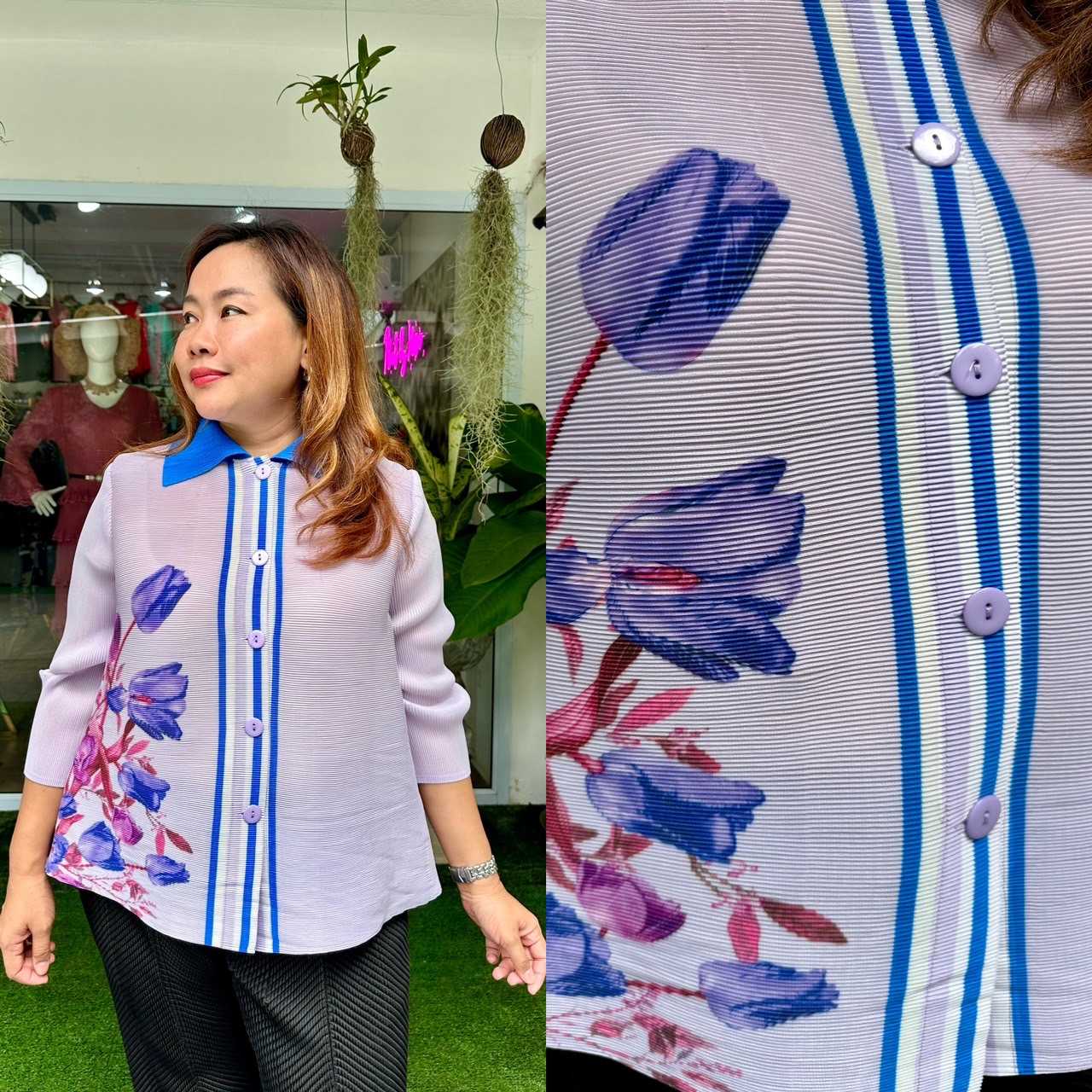 Peatbynisa A446 เสื้ออัดพลีท เนื้อผ้าPolyester100%