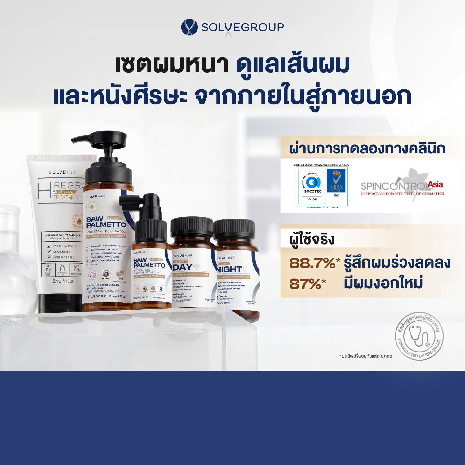 Solve Hair Full Set แชมพูสูตรลดผมร่วง เพิ่มผมหนา เพิ่มทรีทเมนท์บำรุงผม