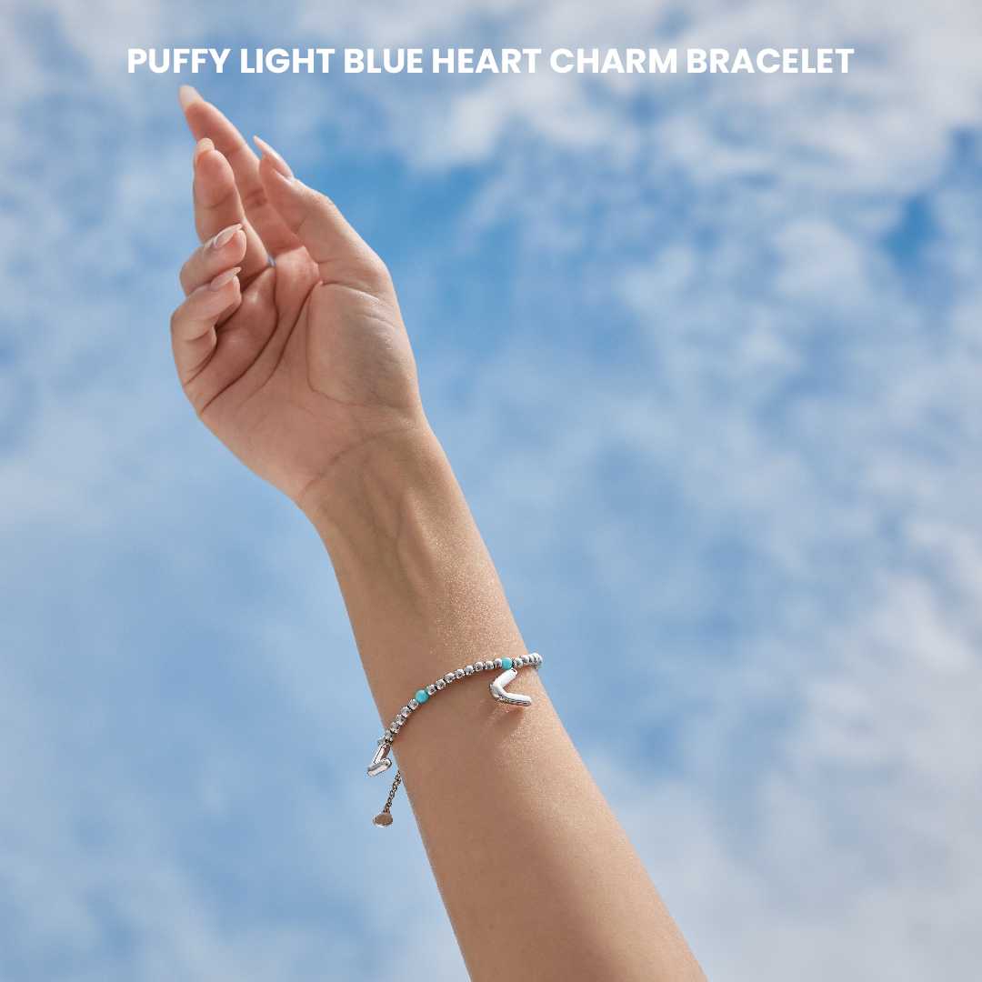 Sky Blue Heart Charm Bracelet 'IN THE AIR'