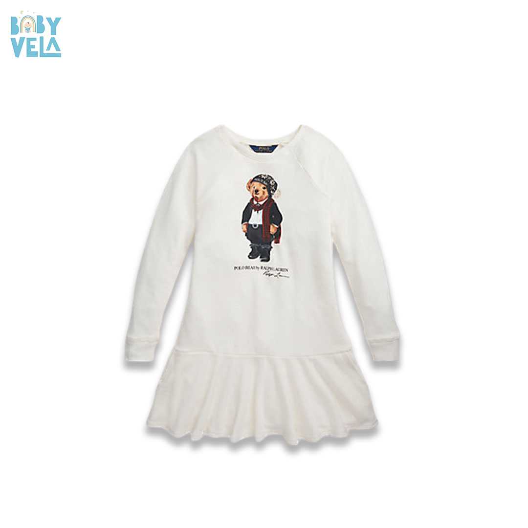 Tuxedo Bear French Terry Dress (White)