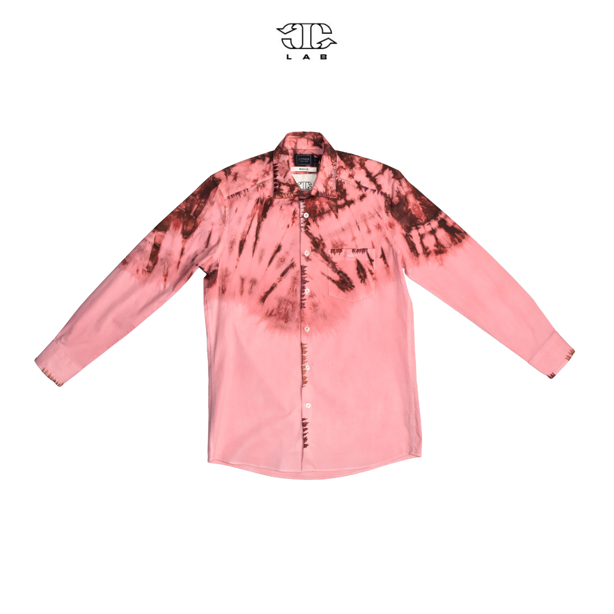 'JOEY (PNK)' Longsleeve tie-dye shirt with hand embroidery