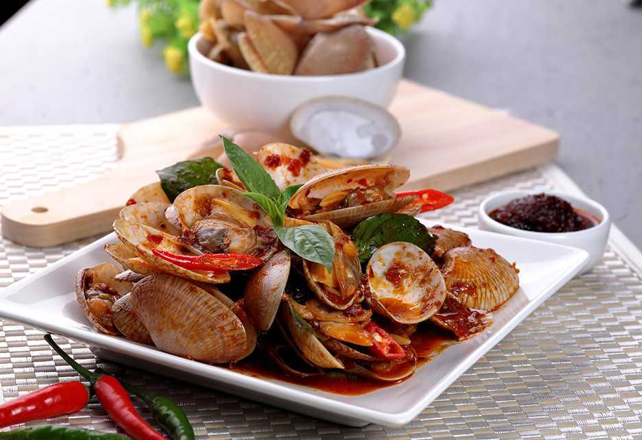หอยลายผัดพริกเผา