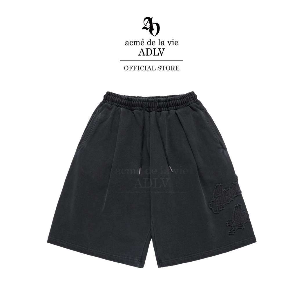 ADLV [acme de la vie] กางเกงขาสั้น รุ่น Applique Logo Pigment Short Pants Grey