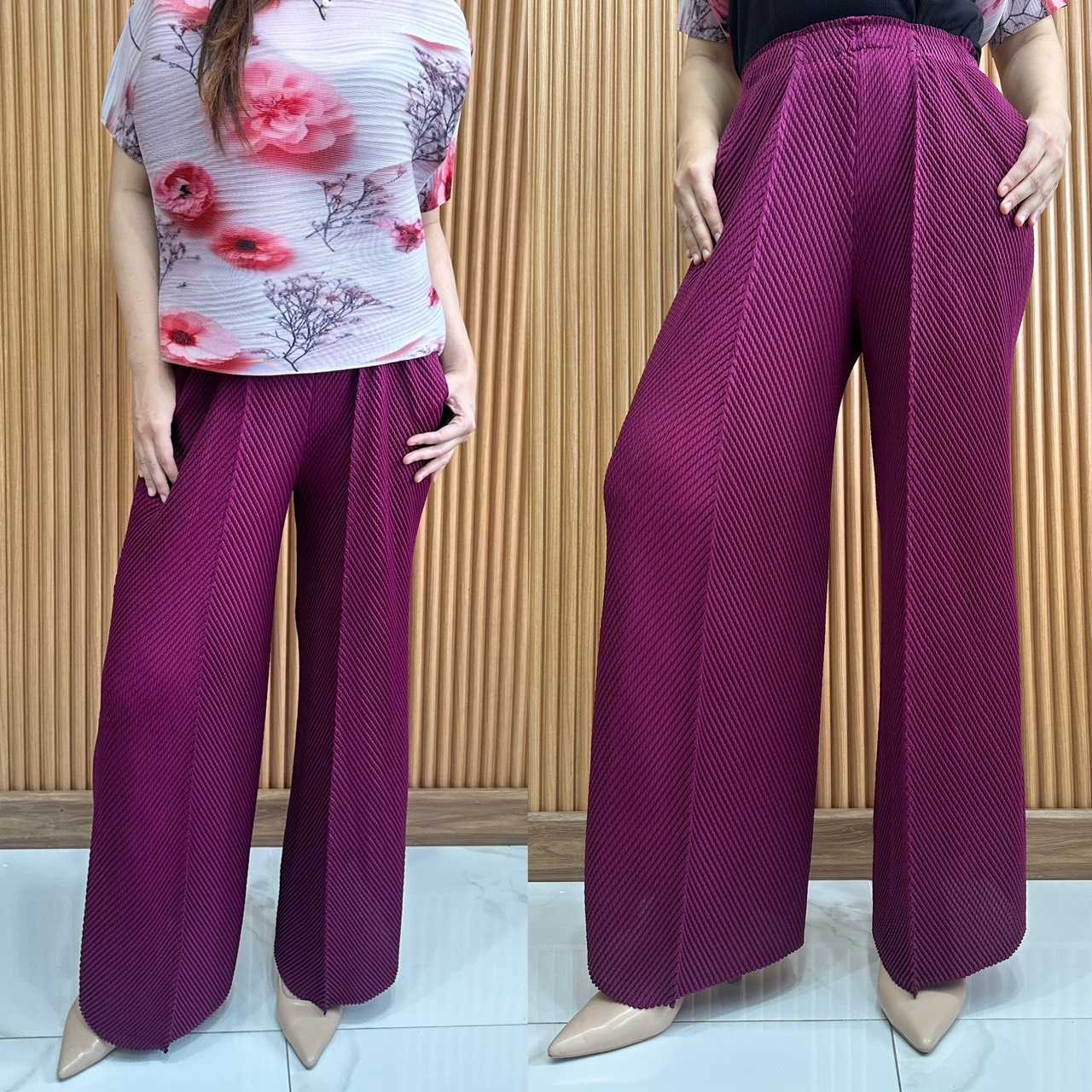 PleatByNisa A823 กางเกงอัดพลีทผ้าพรีเมียม เนื้อผ้าคุณภาพ Polyester100%