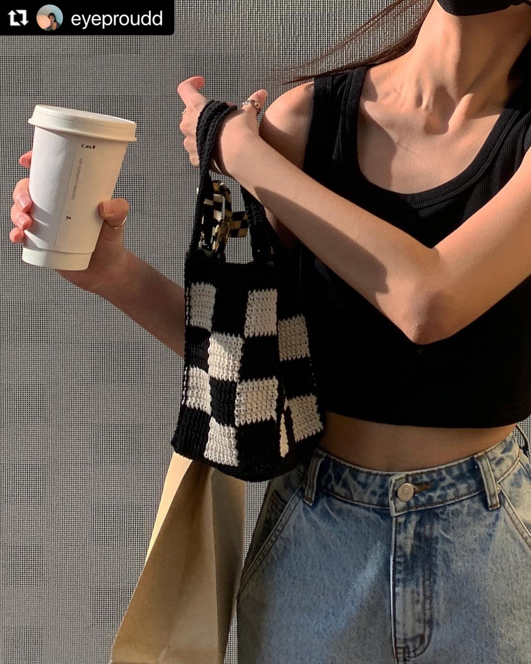 checker bag (black-white)