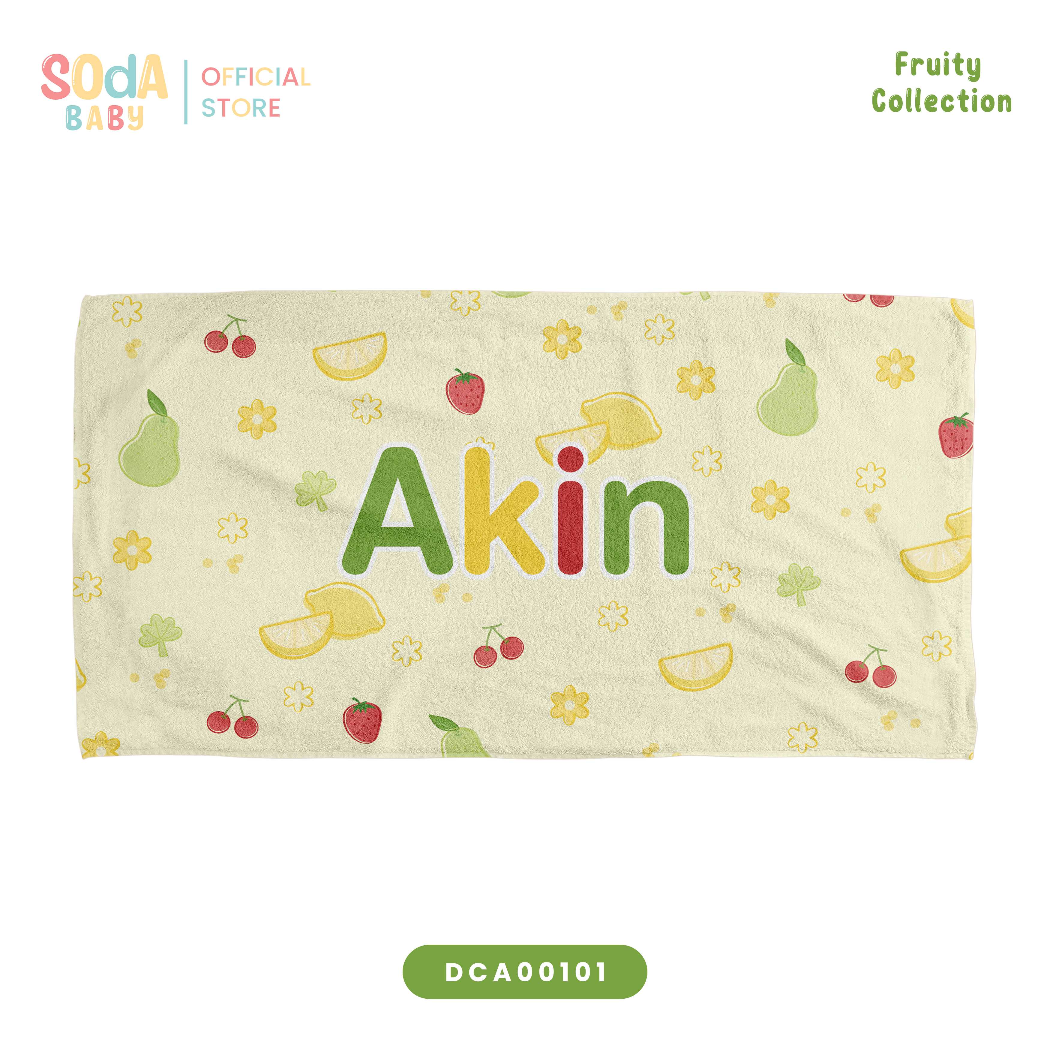 ผ้าเช็ดตัวเด็ก ลาย Mixed Fruit (Yellow) 🍒 Fruity Collection รหัส DCA00101 #ผ้าห่ม #SOdAbaby