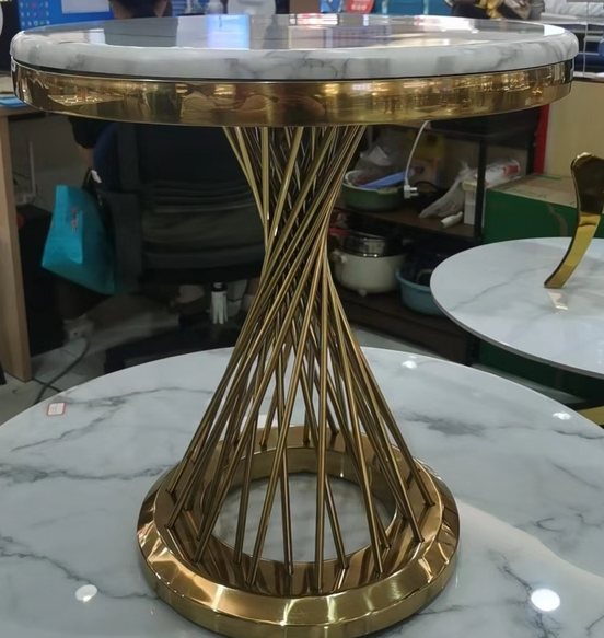 โต๊ะข้าง ขาสีทอง ท้อปกลม50xH50 cm