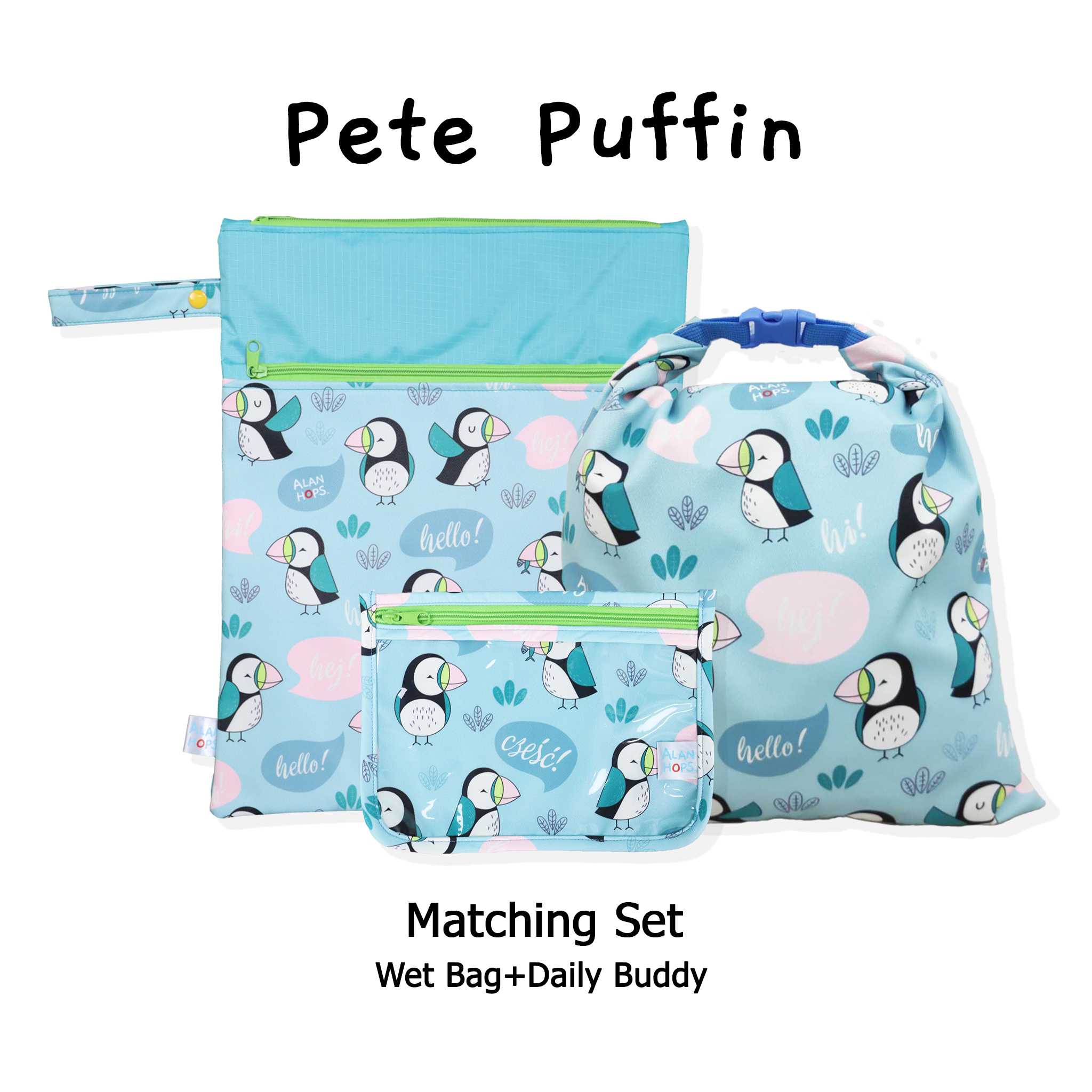 Set : Pete Puffin (Wet Dry Bag +Wet Bag+Daily Buddy)