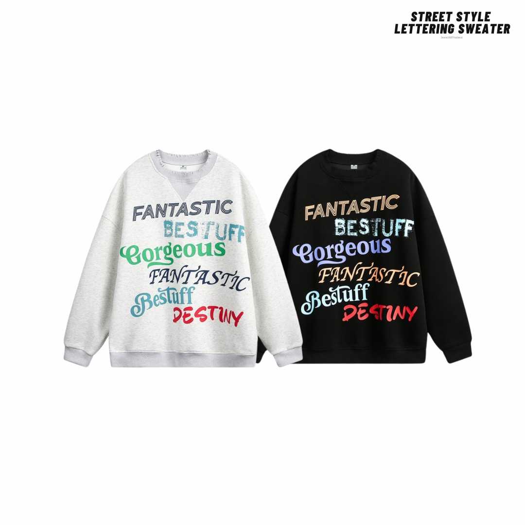 Jeera168 | Street Style Lettering Sweater (พรีออเดอร์)