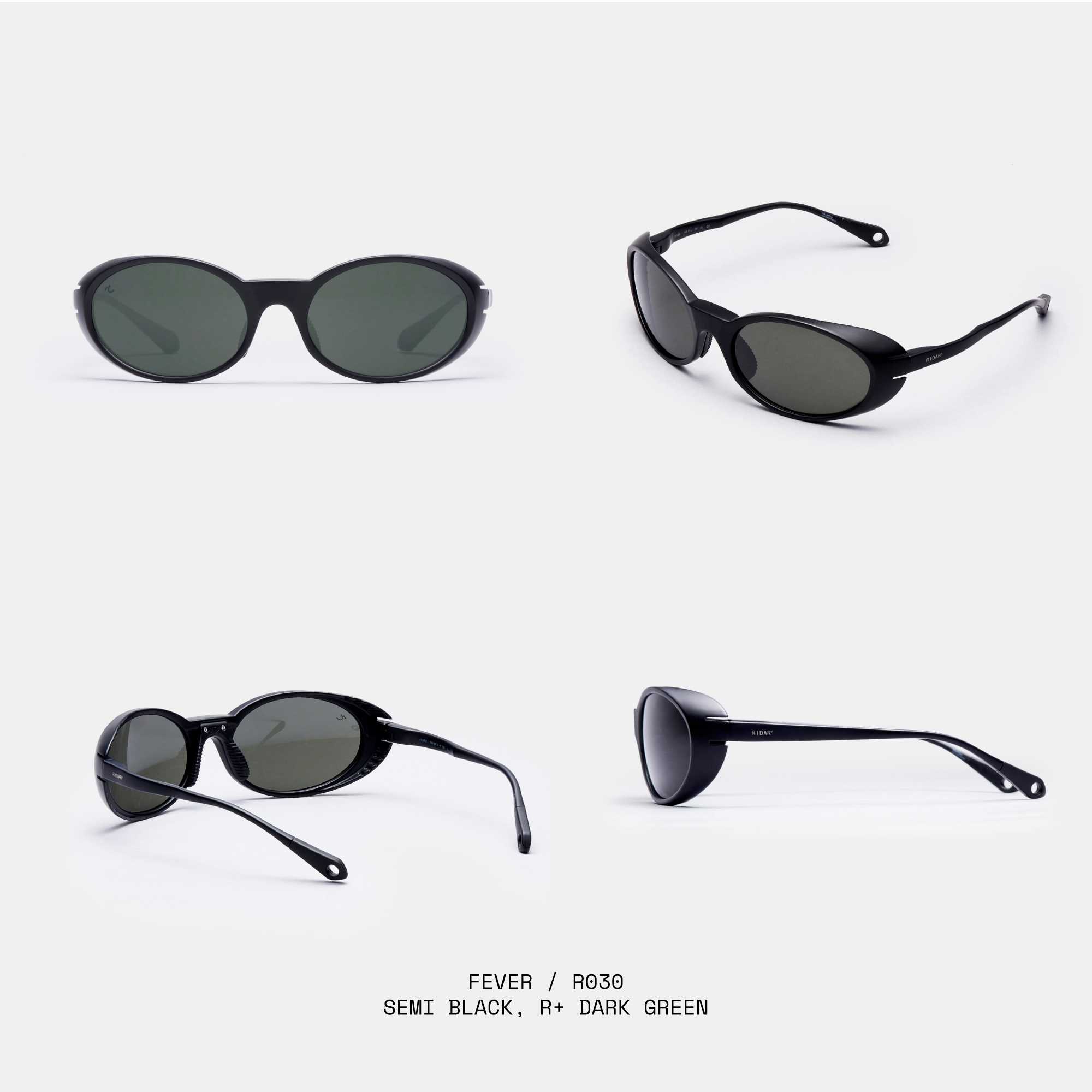 RIDAR Fever - Semi Black/Dark green mirror