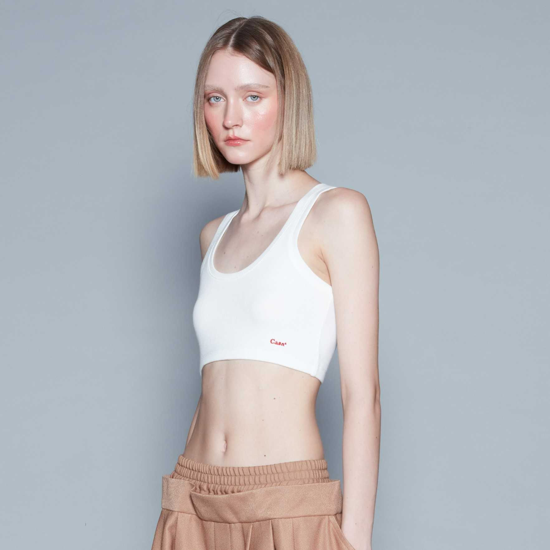 RIBBED BRA TOP (WHITE)