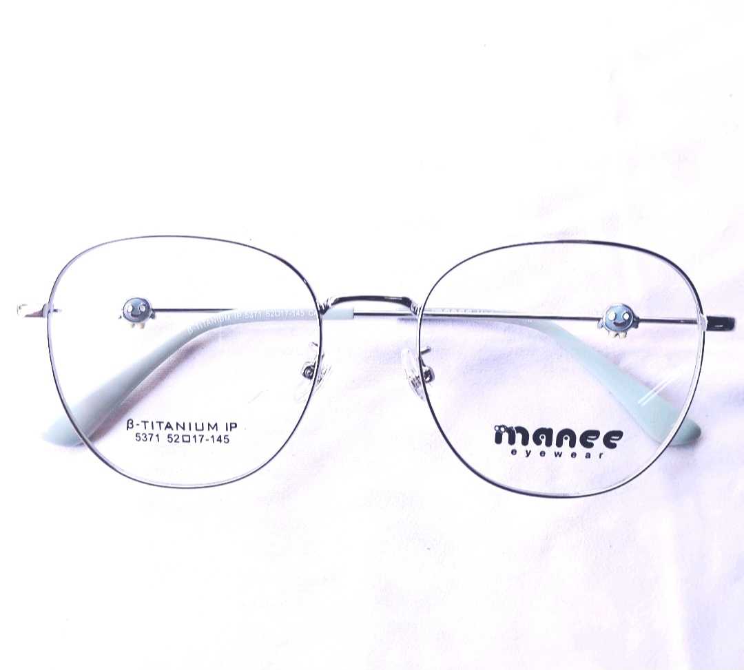 M5371 แว่นไทเทเนียมบรอนเงิน หน้าแว่นกว้าง 140mm ขนาด52-17-145 พร้อมเลนส์บลูเปลี่ยนสี ตัดแว่นสายตา