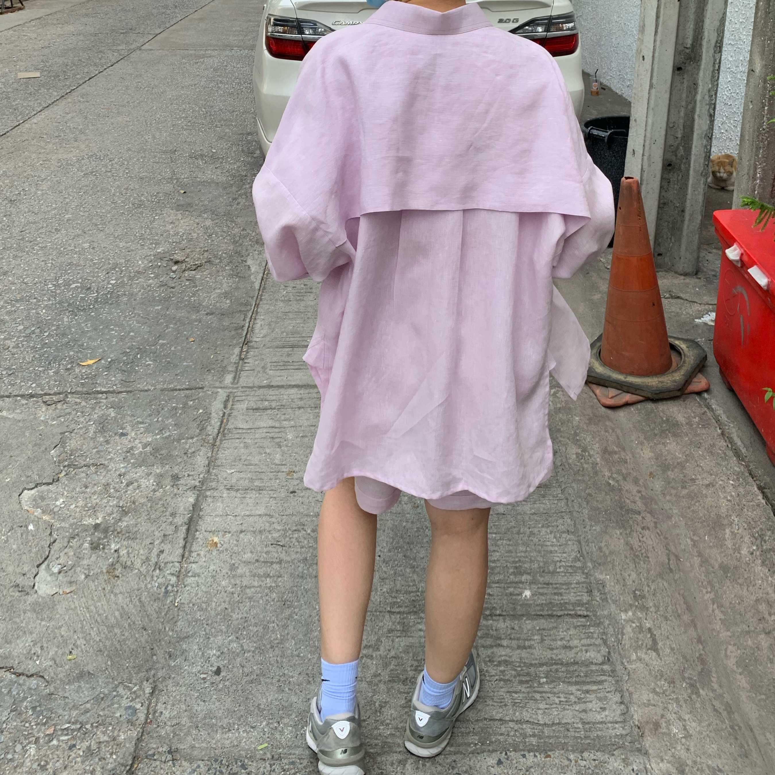 Linen Back Flap Shirt - Lavender