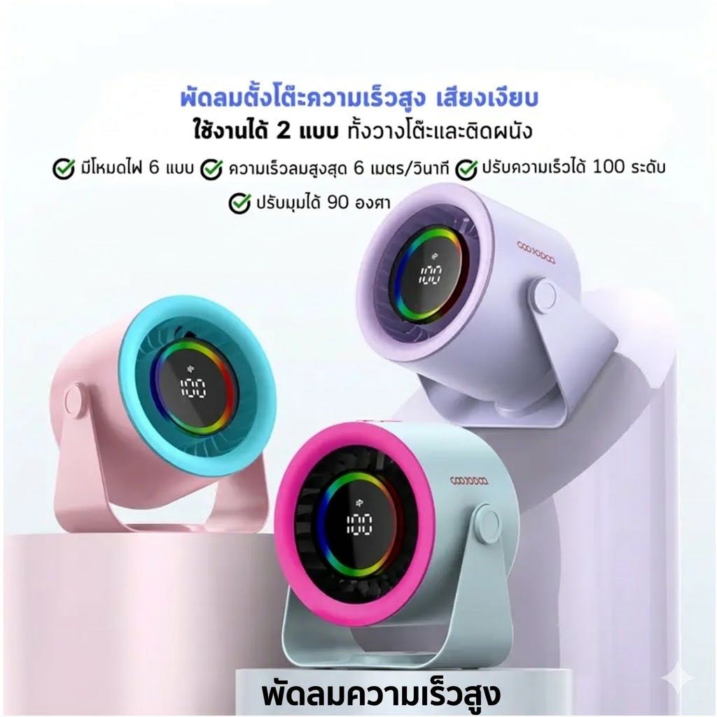 โปรลดราคาหน้าร้อน พัดลม GOOJODOQ GFS008 ลมแรง พัดลมเงียบ ความเร็วสูง ตั้งค่าความเร็วได้