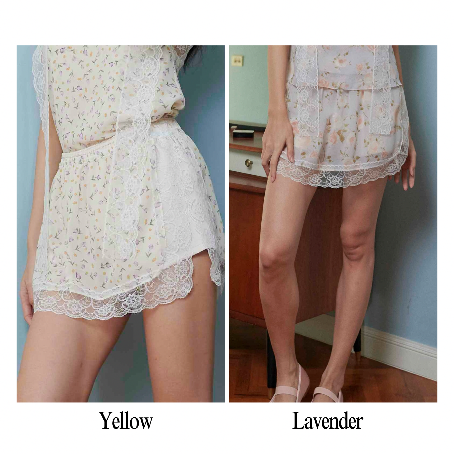 Blondie Shorts & Skirt - Lavender, Yellow