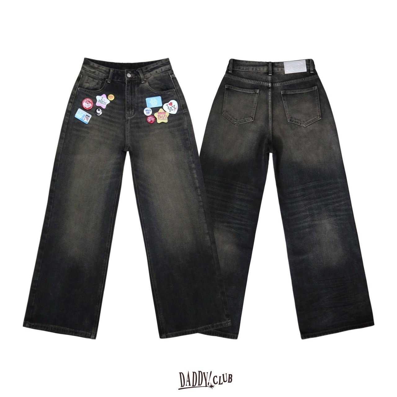 DADDYCLUB | Worth It jeans กางเกงยีนส์ ทรงกระบอกใหญ่ สี Smoke สุดน่ารัก